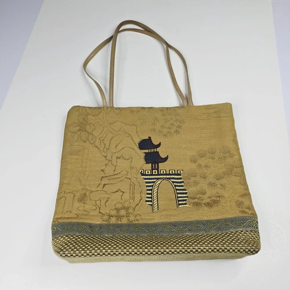 Dorit‎ Collection Tote Bag Womens Large Embroidered Beaded Asian Art Purse USA